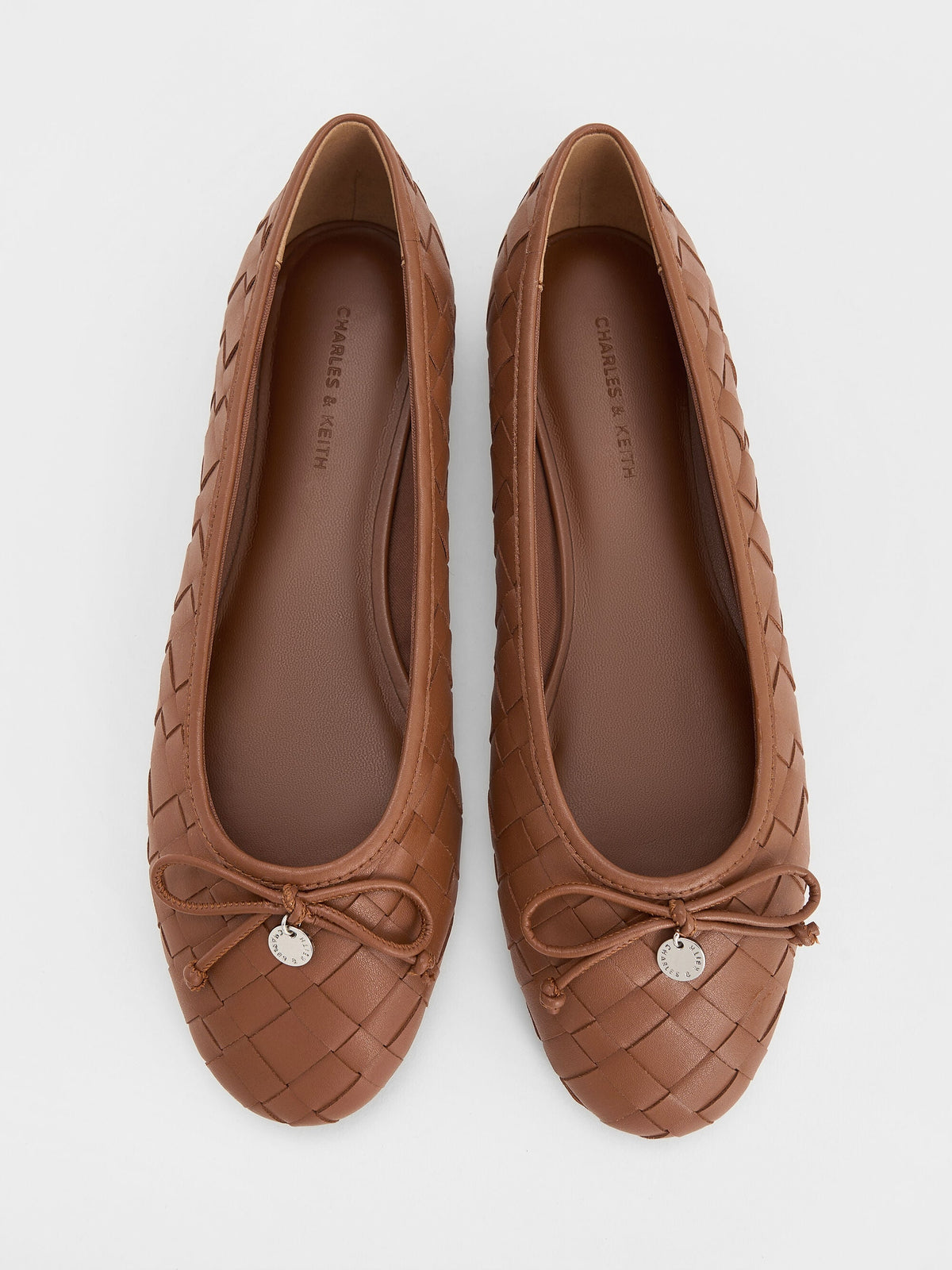 CHARLES & KEITH Deals / Ivette Woven Bow Ballet Flats - Brown