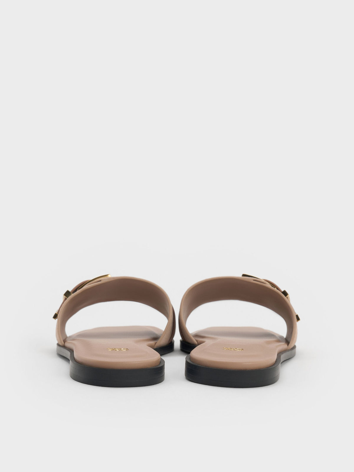 CHARLES & KEITH Popular / Whitney Suede & Leather Slide Sandals - Taupe