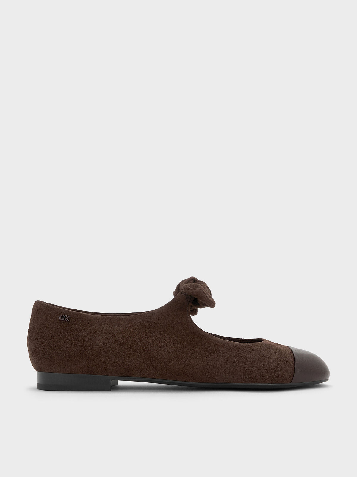 CHARLES & KEITH Latest / Suede & Leather Mary Janes - Dark Brown Textured