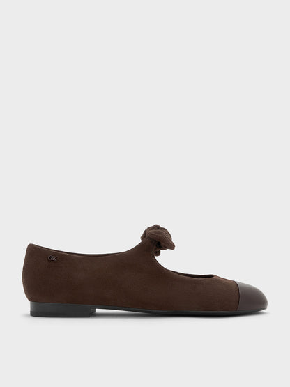 CHARLES & KEITH Latest / Suede & Leather Mary Janes - Dark Brown Textured