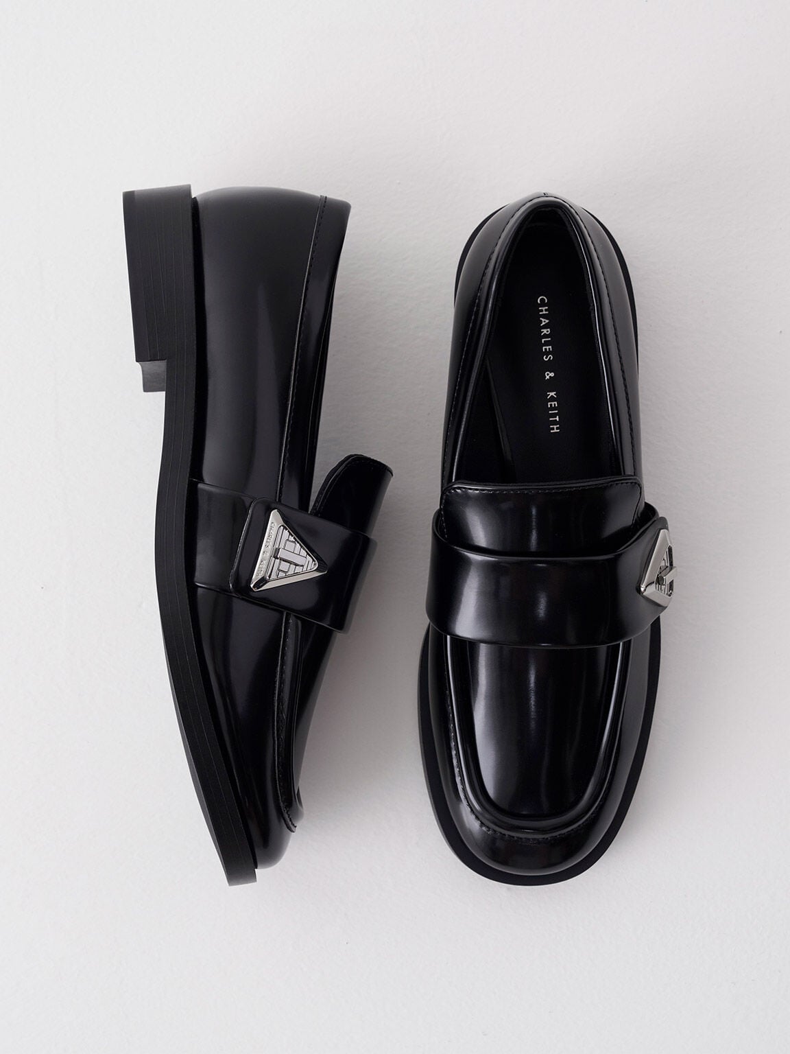 CHARLES & KEITH Best Price / Trice Metallic Accent Loafers - Black Box