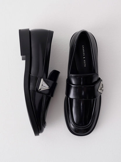 CHARLES & KEITH Best Price / Trice Metallic Accent Loafers - Black Box