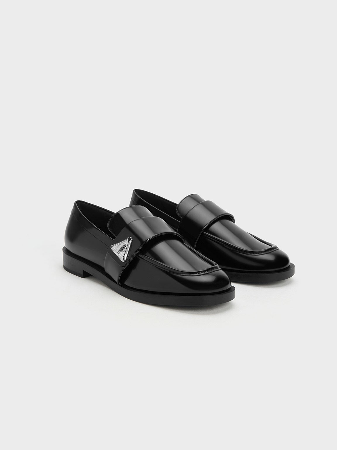 CHARLES & KEITH Best Price / Trice Metallic Accent Loafers - Black Box