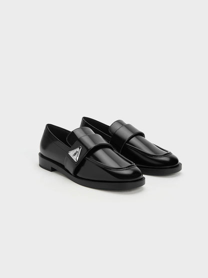 CHARLES & KEITH Best Price / Trice Metallic Accent Loafers - Black Box