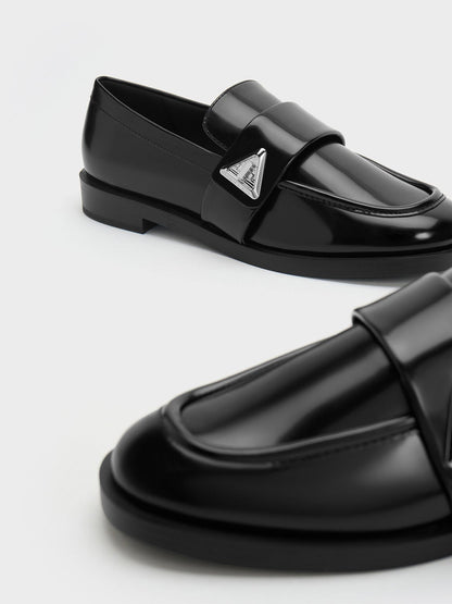 CHARLES & KEITH Best Price / Trice Metallic Accent Loafers - Black Box