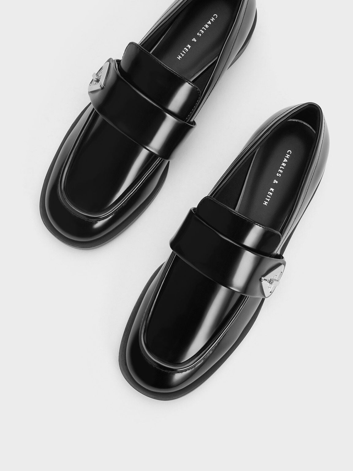 CHARLES & KEITH Best Price / Trice Metallic Accent Loafers - Black Box