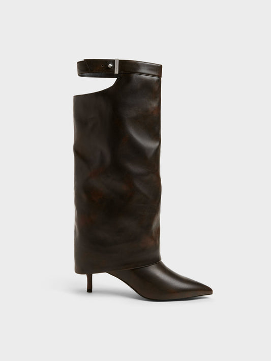 CHARLES & KEITH Sale / Cut-Out Stiletto Knee-High Boots - Brown