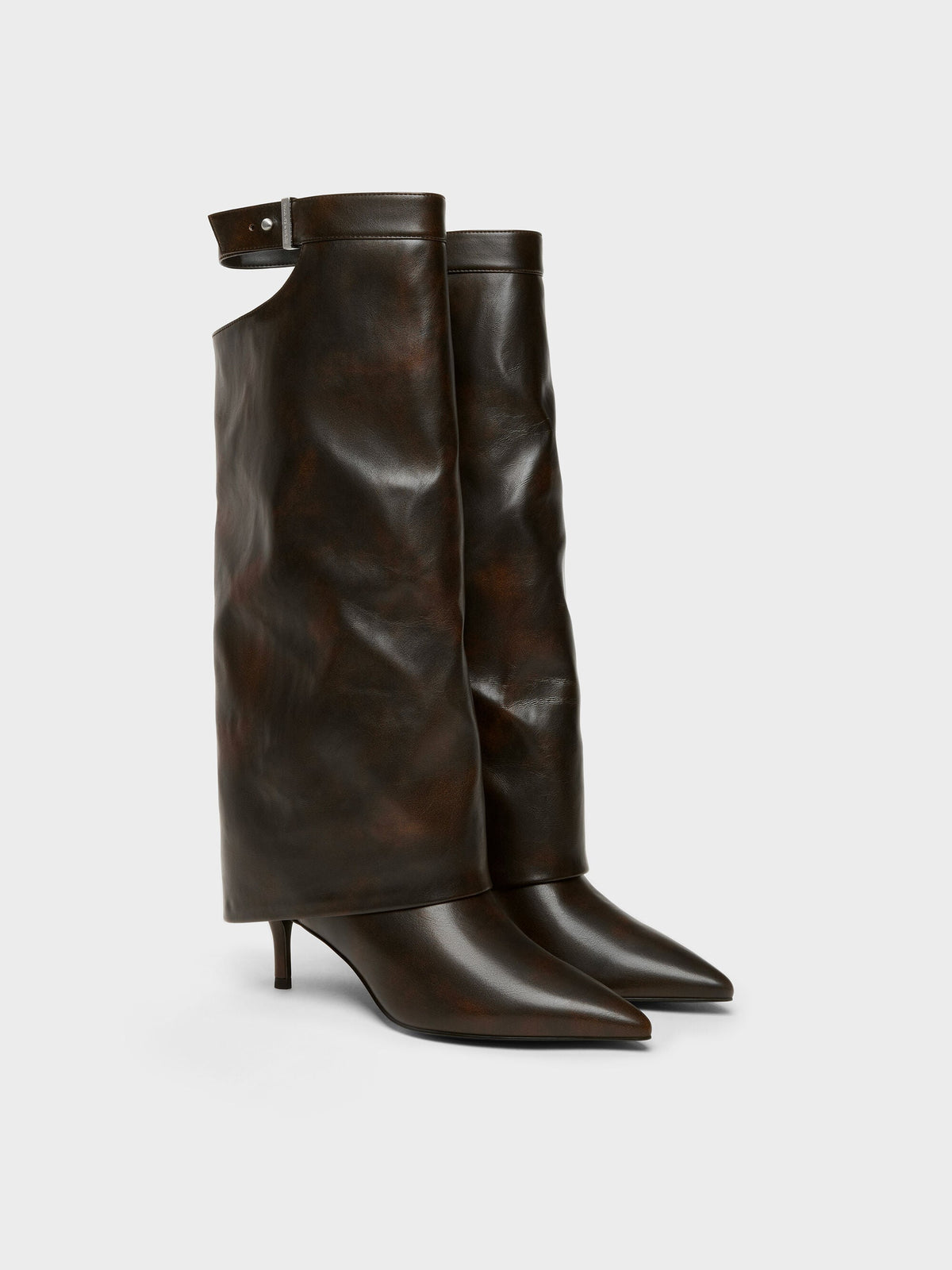 CHARLES & KEITH Sale / Cut-Out Stiletto Knee-High Boots - Brown