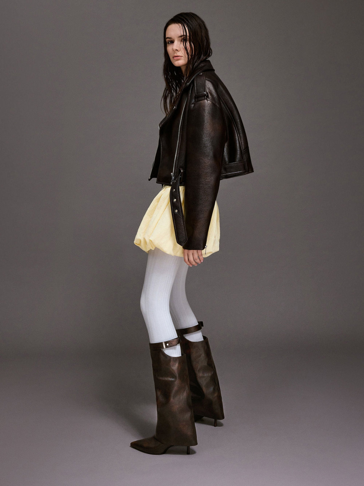 CHARLES & KEITH Sale / Cut-Out Stiletto Knee-High Boots - Brown