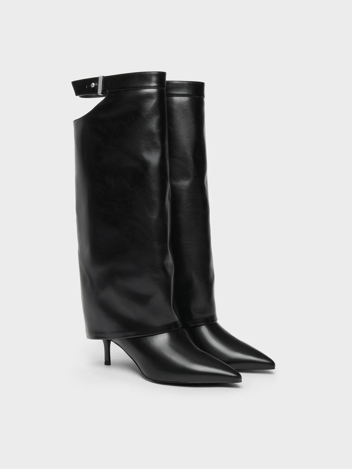 CHARLES & KEITH Smart Buy / Cut-Out Stiletto Knee-High Boots - Black