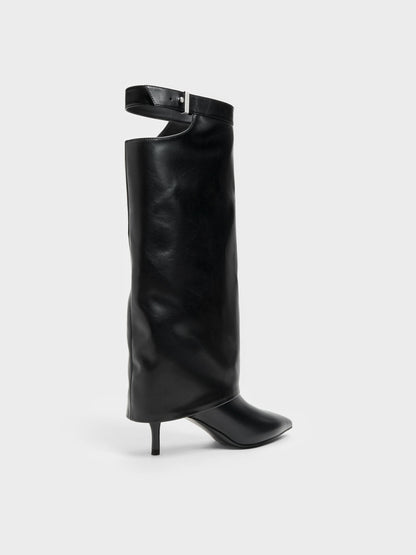 CHARLES & KEITH Smart Buy / Cut-Out Stiletto Knee-High Boots - Black