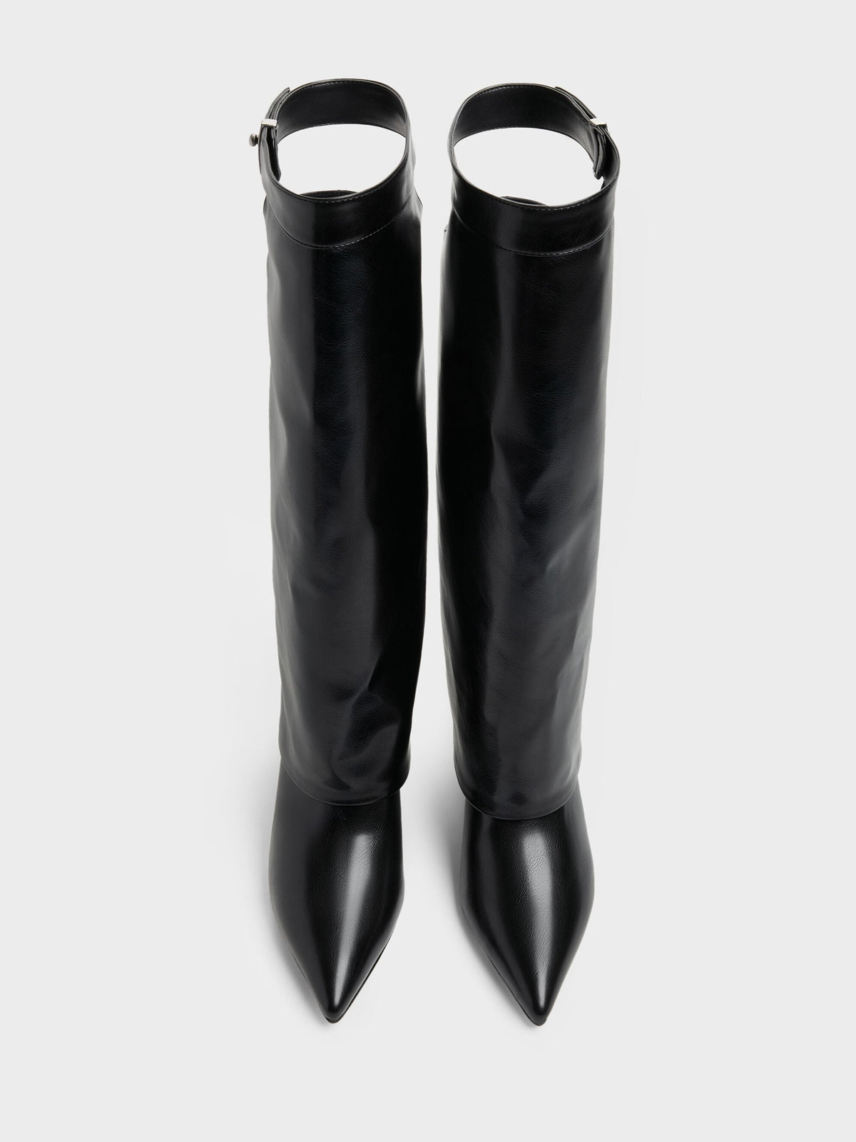 CHARLES & KEITH Smart Buy / Cut-Out Stiletto Knee-High Boots - Black