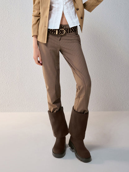 CHARLES & KEITH Value / Camilla Faux Suede Thigh-High Boots - Dark Brown Textured