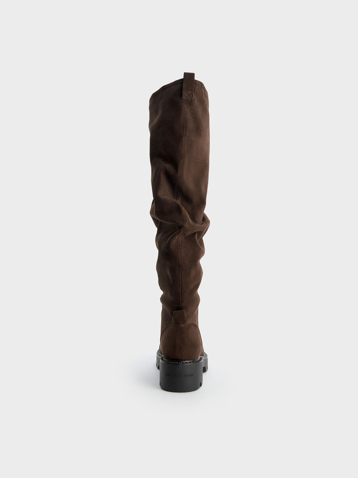 CHARLES & KEITH Value / Camilla Faux Suede Thigh-High Boots - Dark Brown Textured