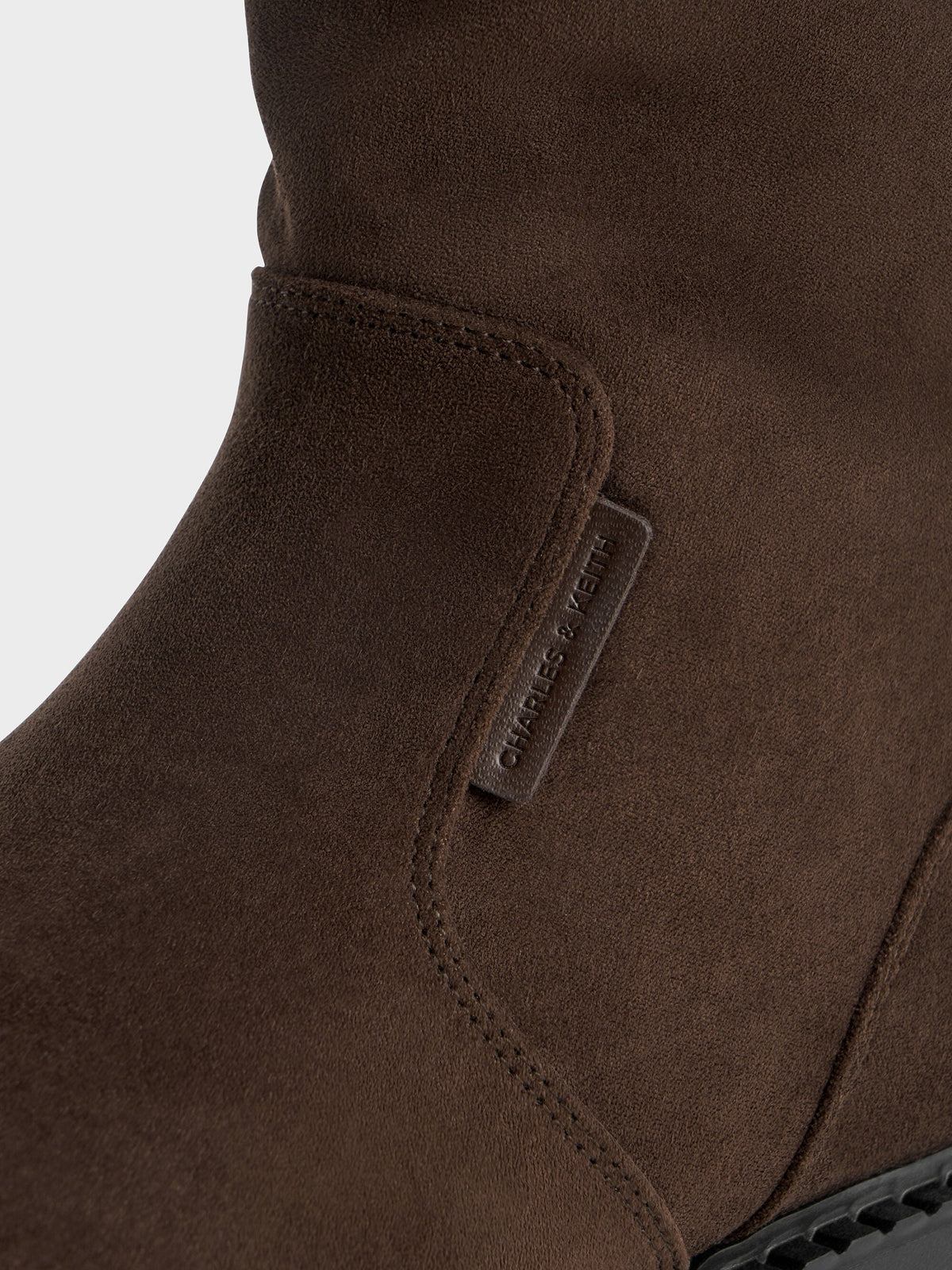 CHARLES & KEITH Value / Camilla Faux Suede Thigh-High Boots - Dark Brown Textured