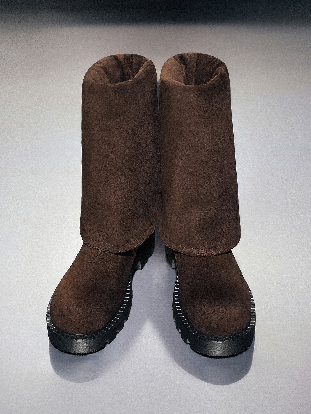 CHARLES & KEITH Value / Camilla Faux Suede Thigh-High Boots - Dark Brown Textured