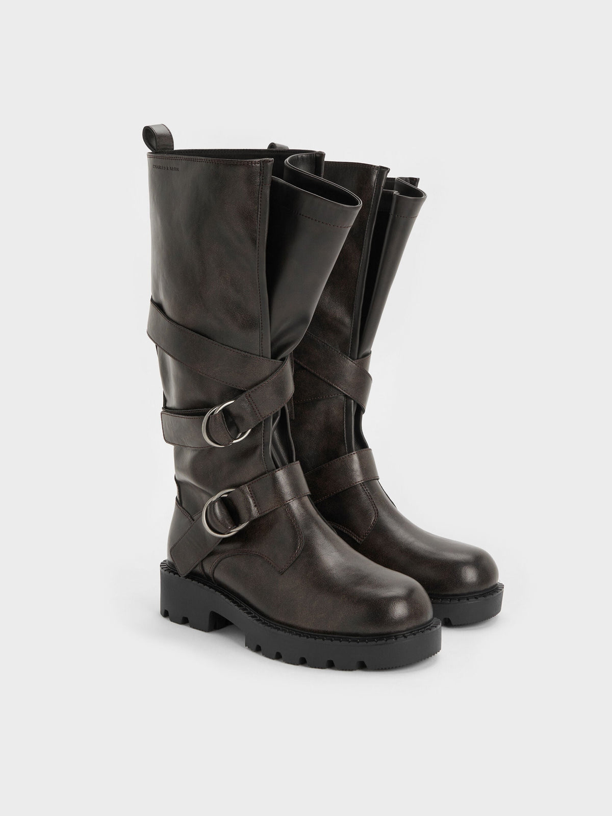 CHARLES & KEITH Value / Double-Strap Knee-High Boots - Dark Brown