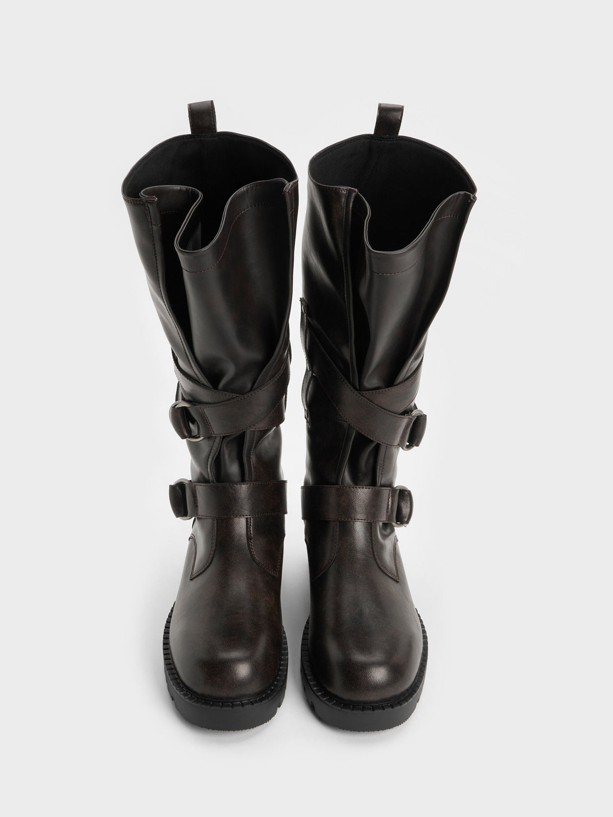 CHARLES & KEITH Value / Double-Strap Knee-High Boots - Dark Brown