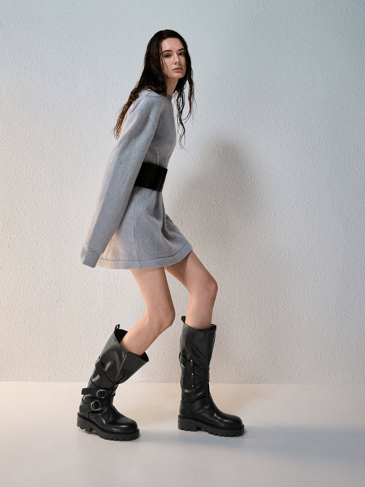 CHARLES & KEITH Sale / Double-Strap Knee-High Boots - Black