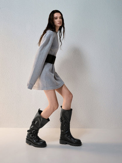CHARLES & KEITH Sale / Double-Strap Knee-High Boots - Black