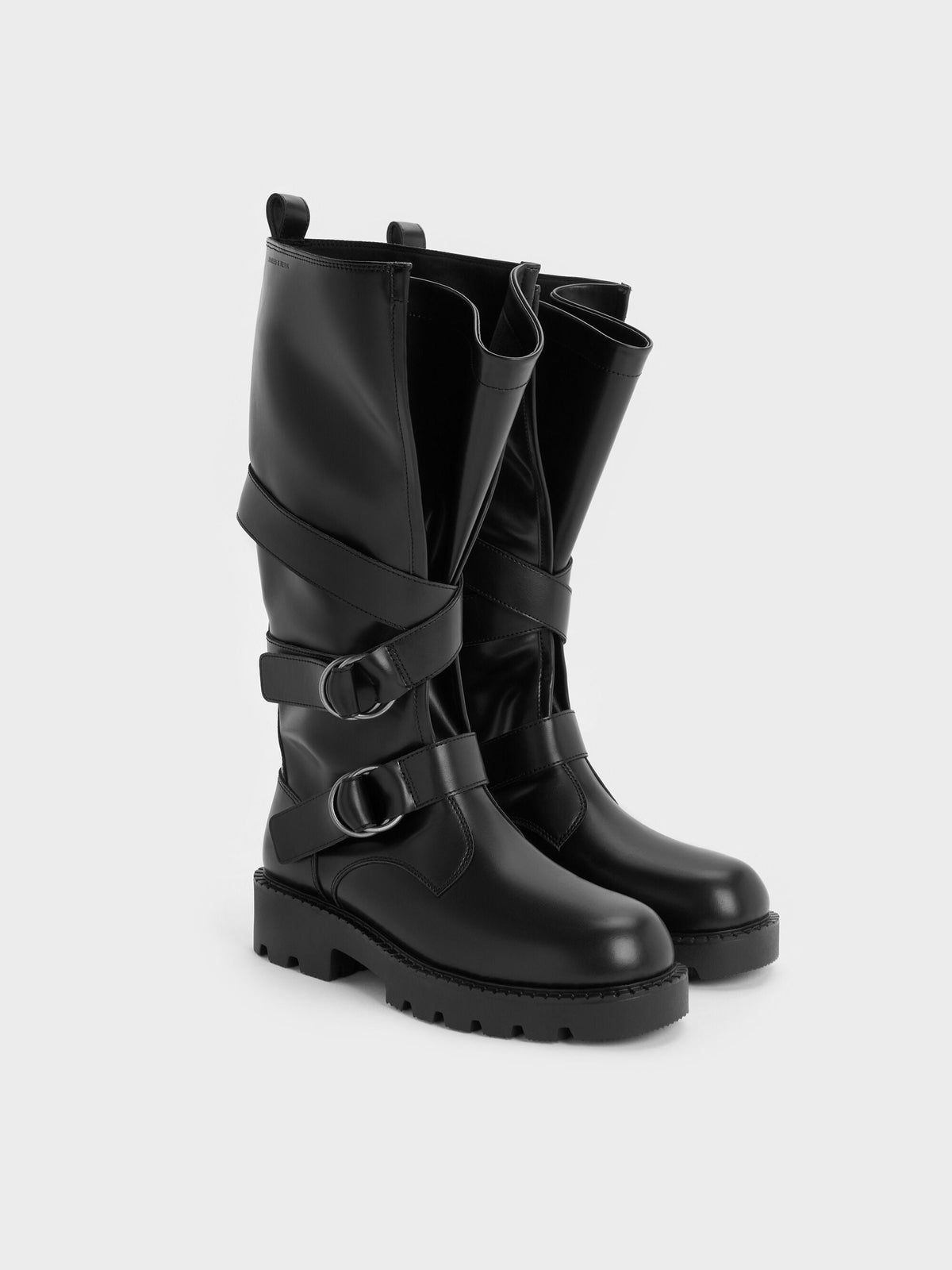 CHARLES & KEITH Sale / Double-Strap Knee-High Boots - Black