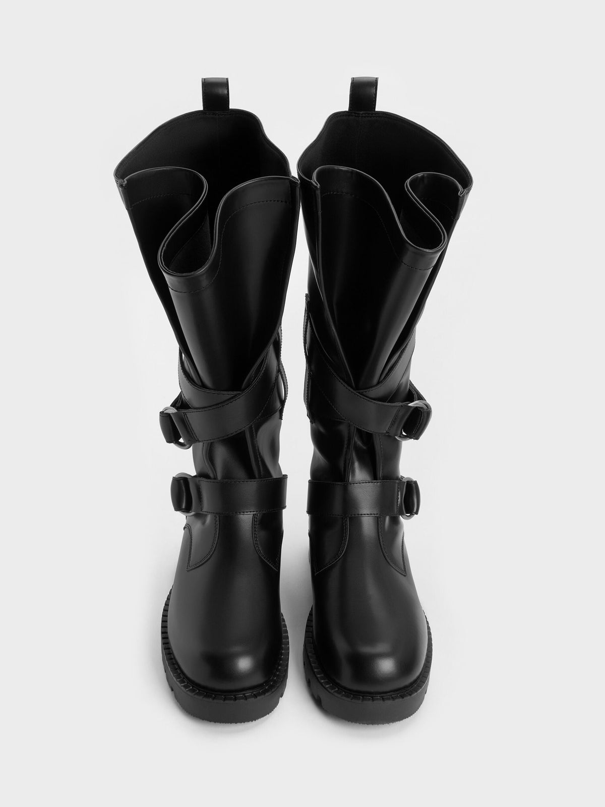 CHARLES & KEITH Sale / Double-Strap Knee-High Boots - Black