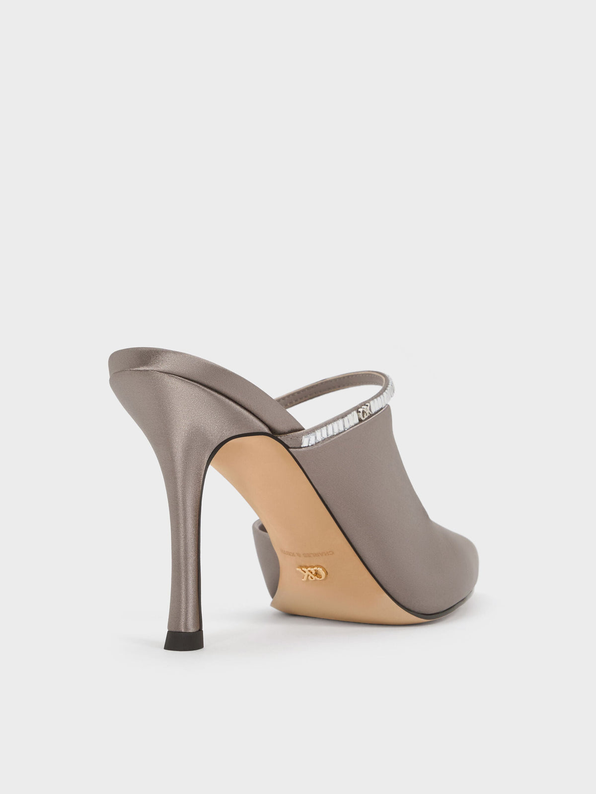 CHARLES & KEITH Best Seller / Gem D'Orsay Stiletto Mules - Pewter