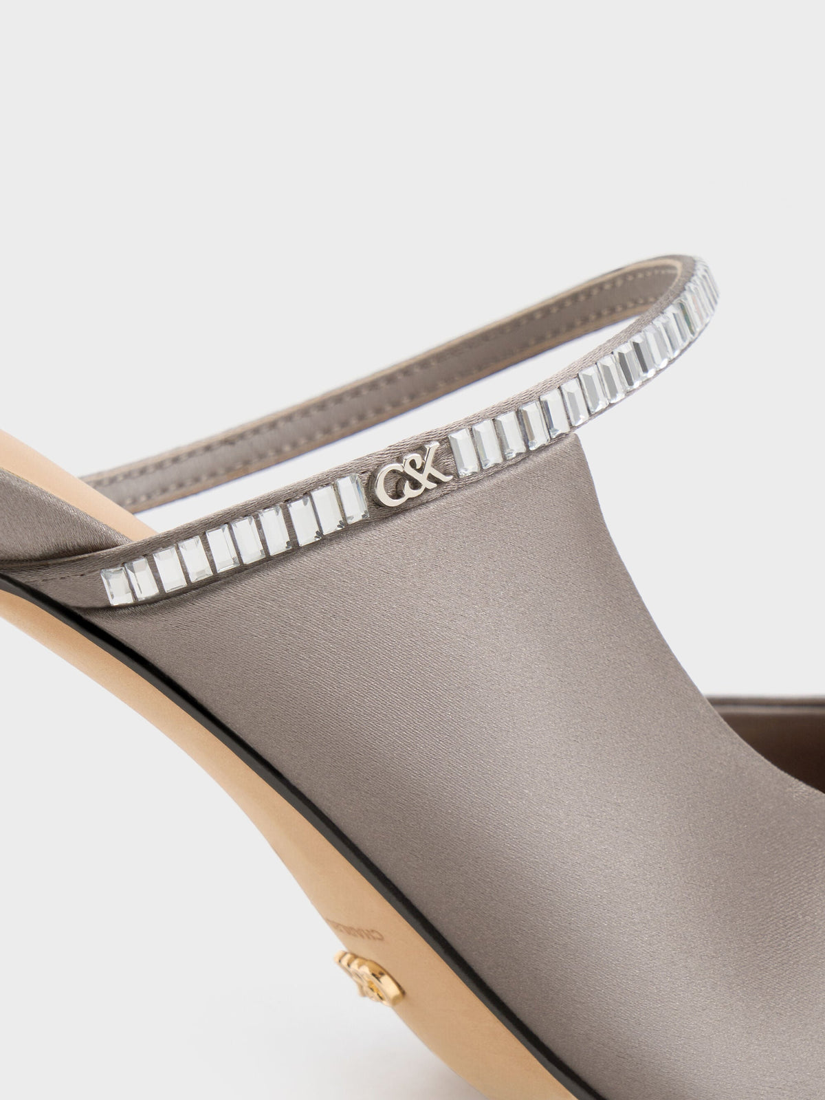 CHARLES & KEITH Best Seller / Gem D'Orsay Stiletto Mules - Pewter