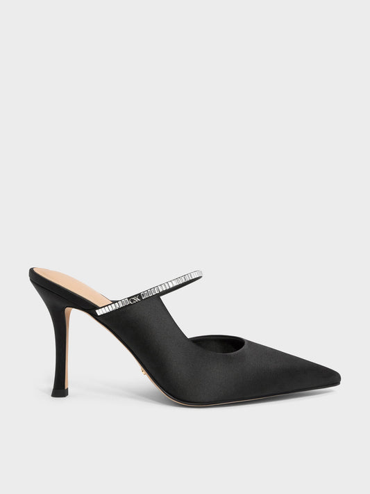 CHARLES & KEITH Deals / Gem D'Orsay Stiletto Mules - Black Textured