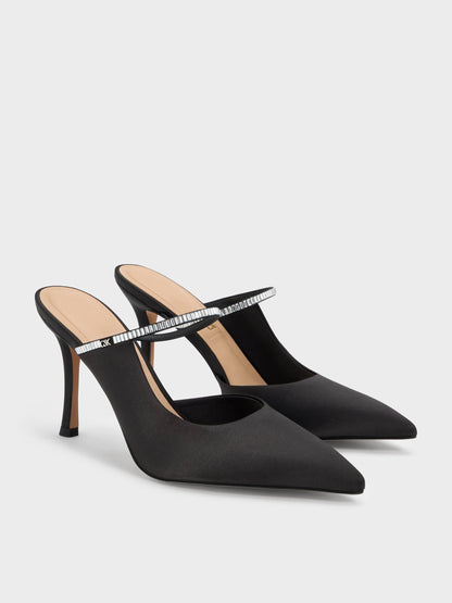 CHARLES & KEITH Deals / Gem D'Orsay Stiletto Mules - Black Textured