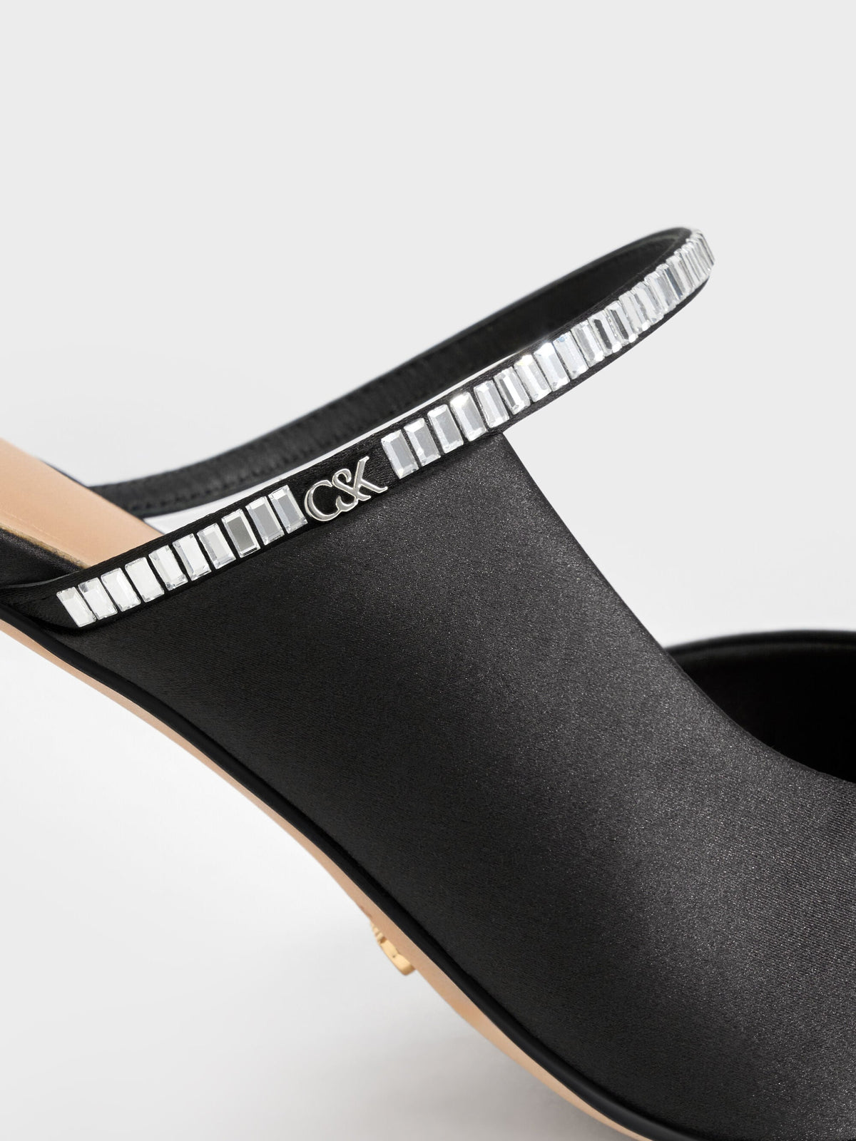 CHARLES & KEITH Deals / Gem D'Orsay Stiletto Mules - Black Textured