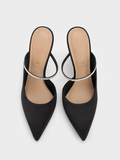 CHARLES & KEITH Deals / Gem D'Orsay Stiletto Mules - Black Textured