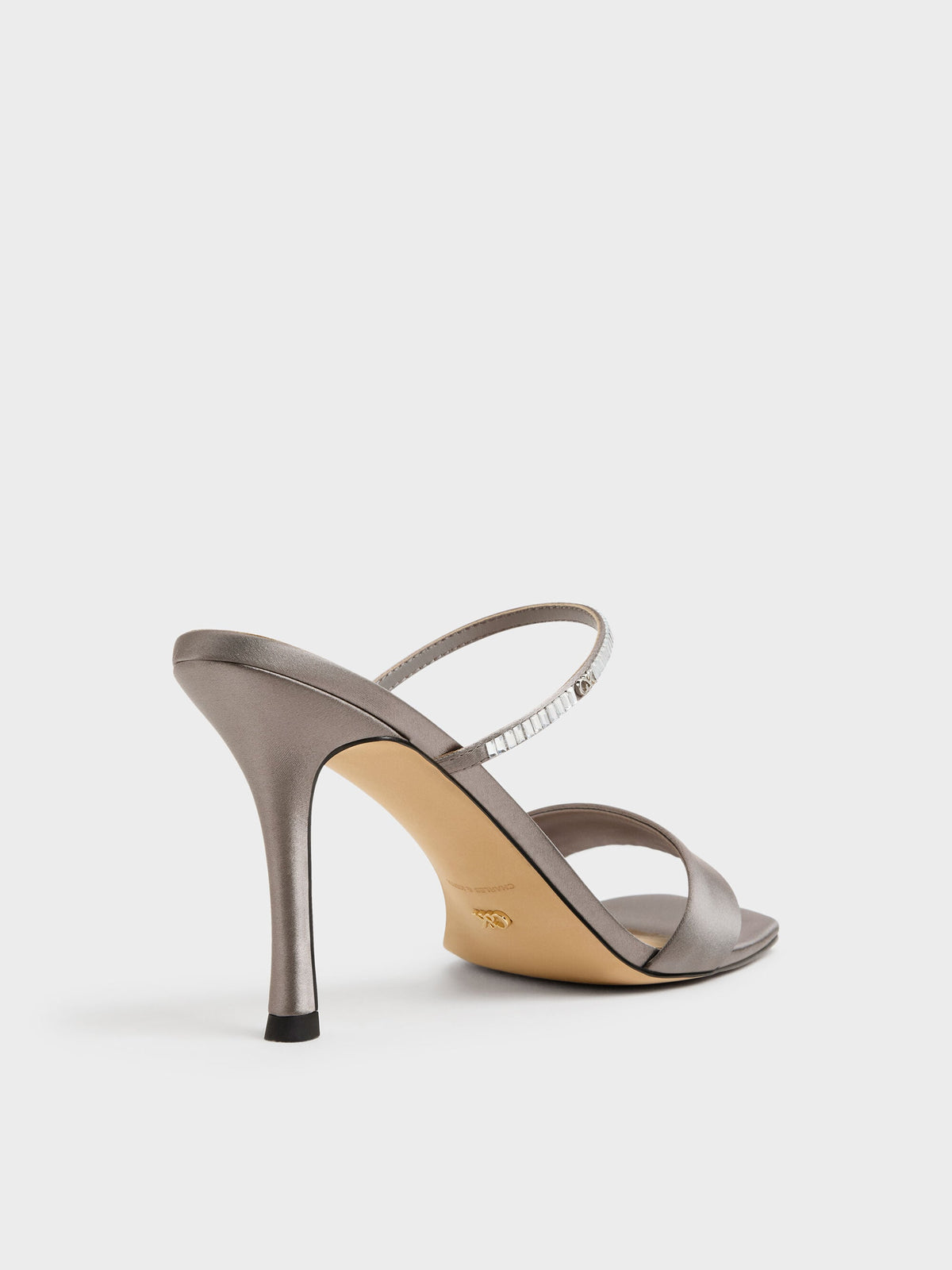 CHARLES & KEITH Top Pick / Gem Heeled Mules - Pewter