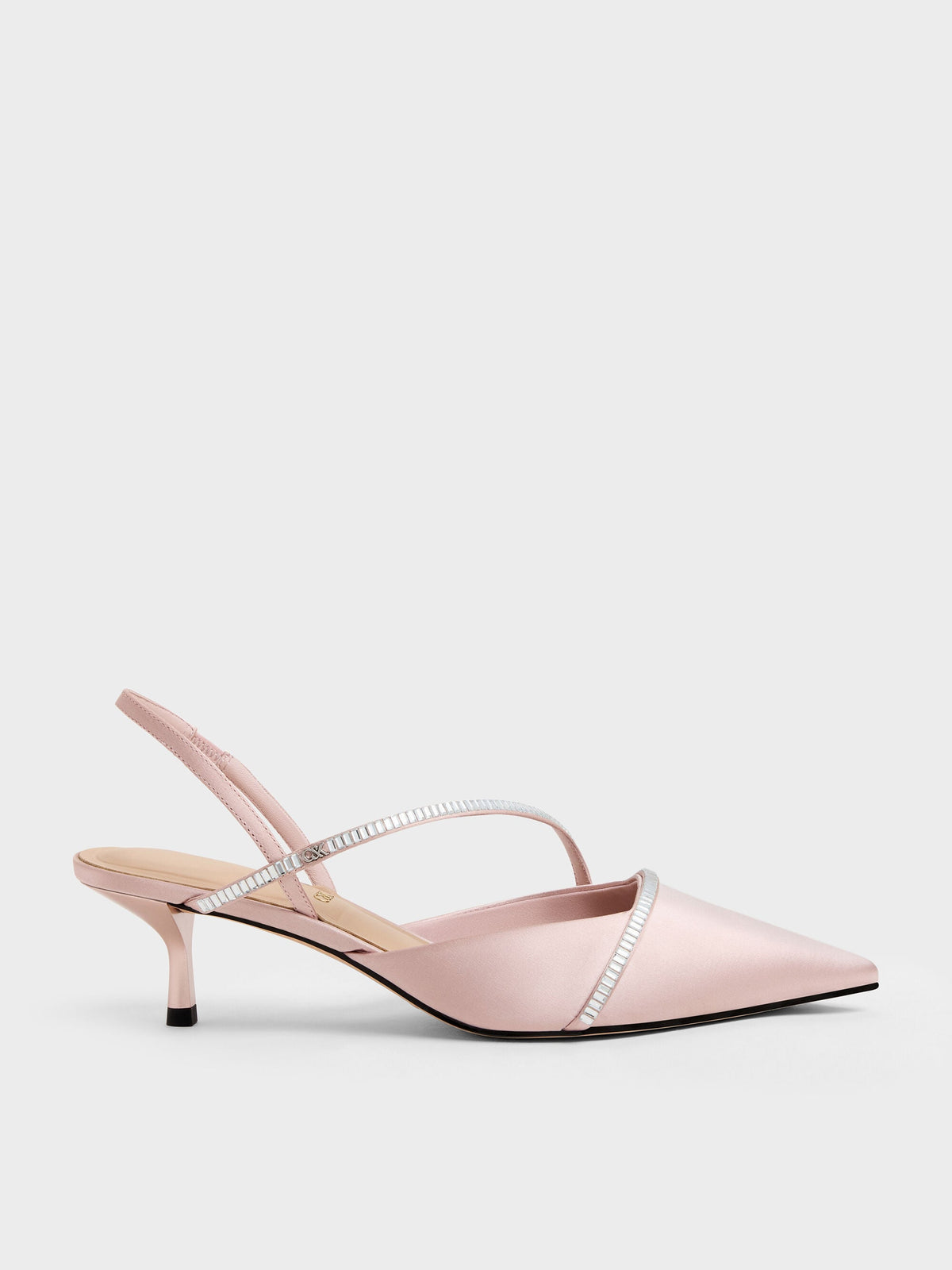 CHARLES & KEITH Hot Sale / Gem Slingback Kitten Heels - Pink