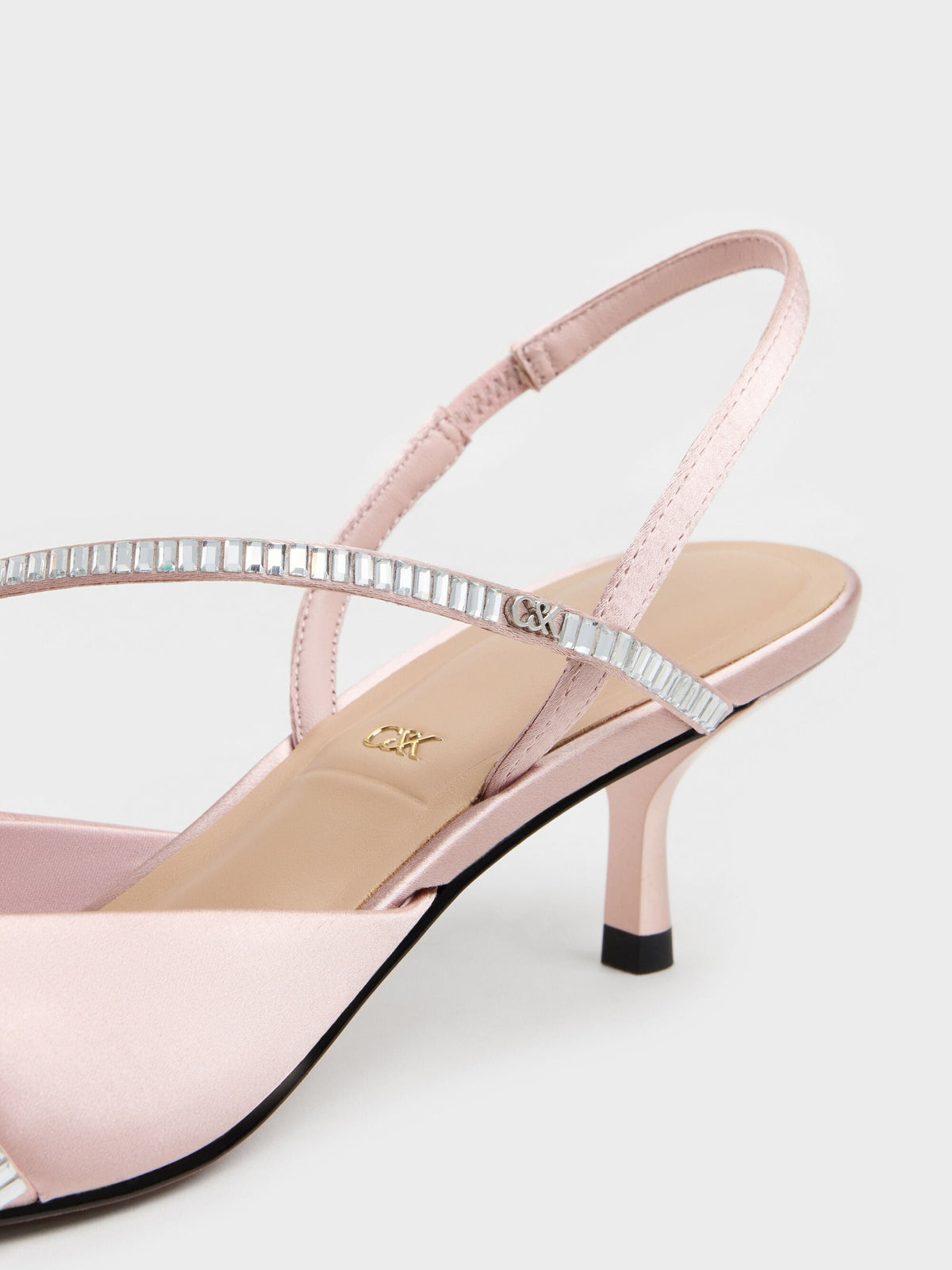 CHARLES & KEITH Hot Sale / Gem Slingback Kitten Heels - Pink
