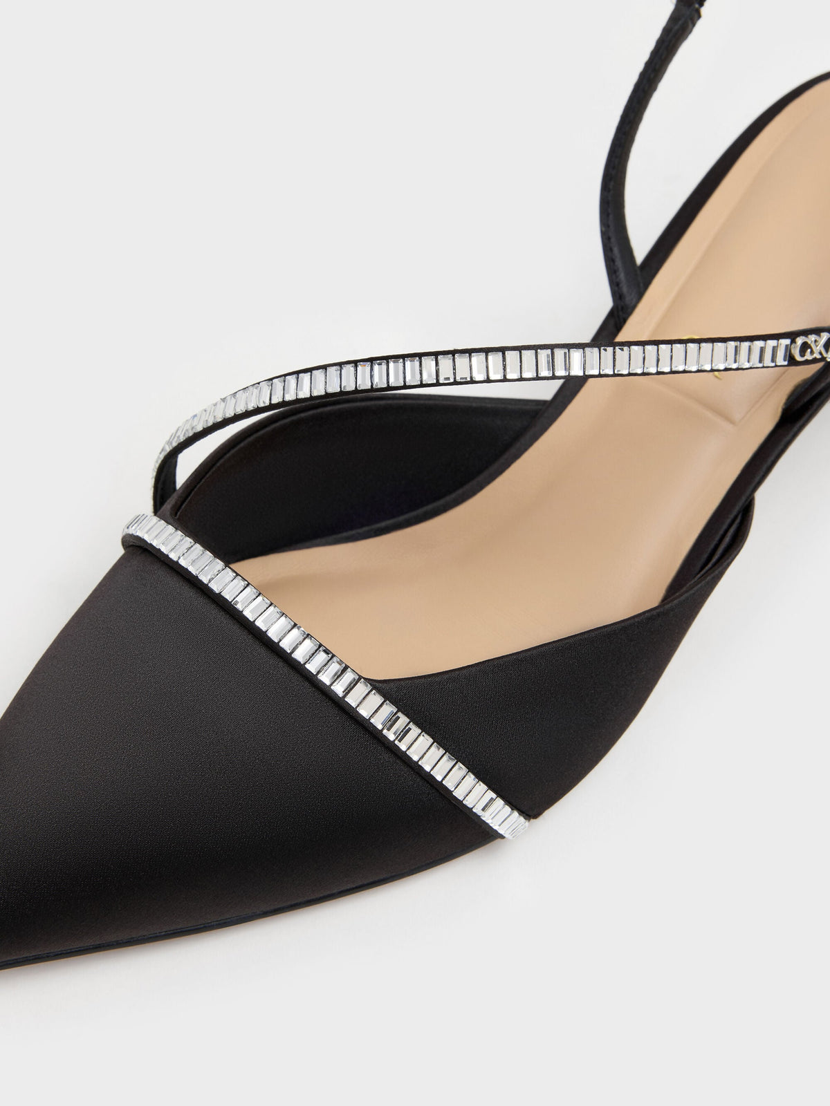 CHARLES & KEITH Value / Gem Slingback Kitten Heels - Black Textured