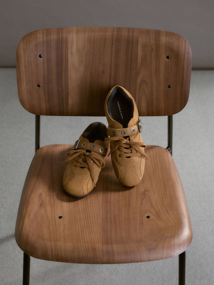 CHARLES & KEITH Classic / Jollie Grommet Mary Jane Sneakers - Sand
