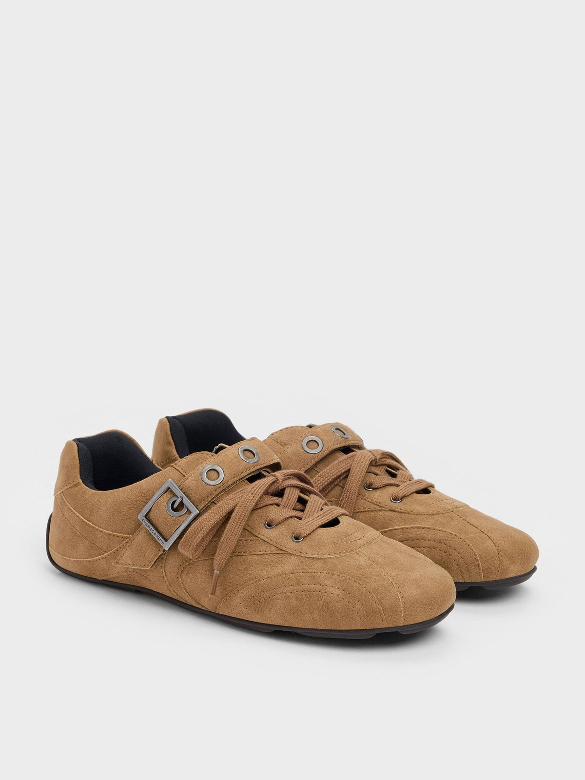 CHARLES & KEITH Classic / Jollie Grommet Mary Jane Sneakers - Sand