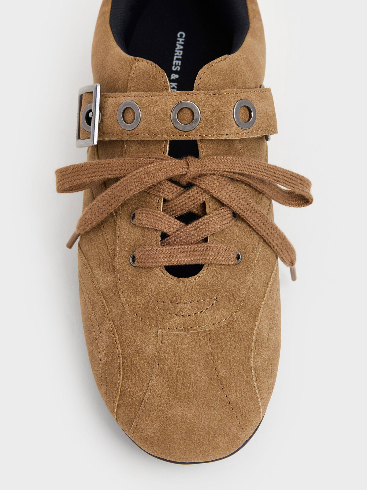 CHARLES & KEITH Classic / Jollie Grommet Mary Jane Sneakers - Sand
