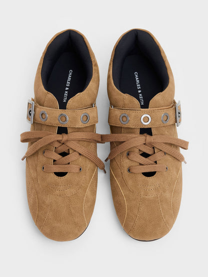 CHARLES & KEITH Classic / Jollie Grommet Mary Jane Sneakers - Sand