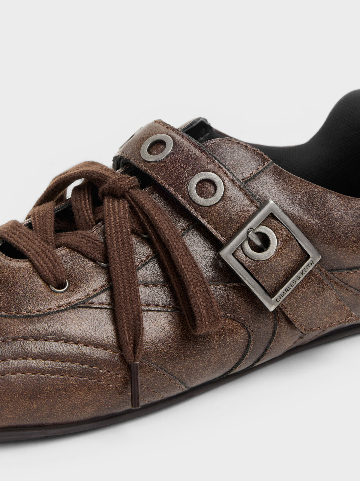 CHARLES & KEITH Special Offer / Jollie Grommet Mary Jane Sneakers - Dark Brown