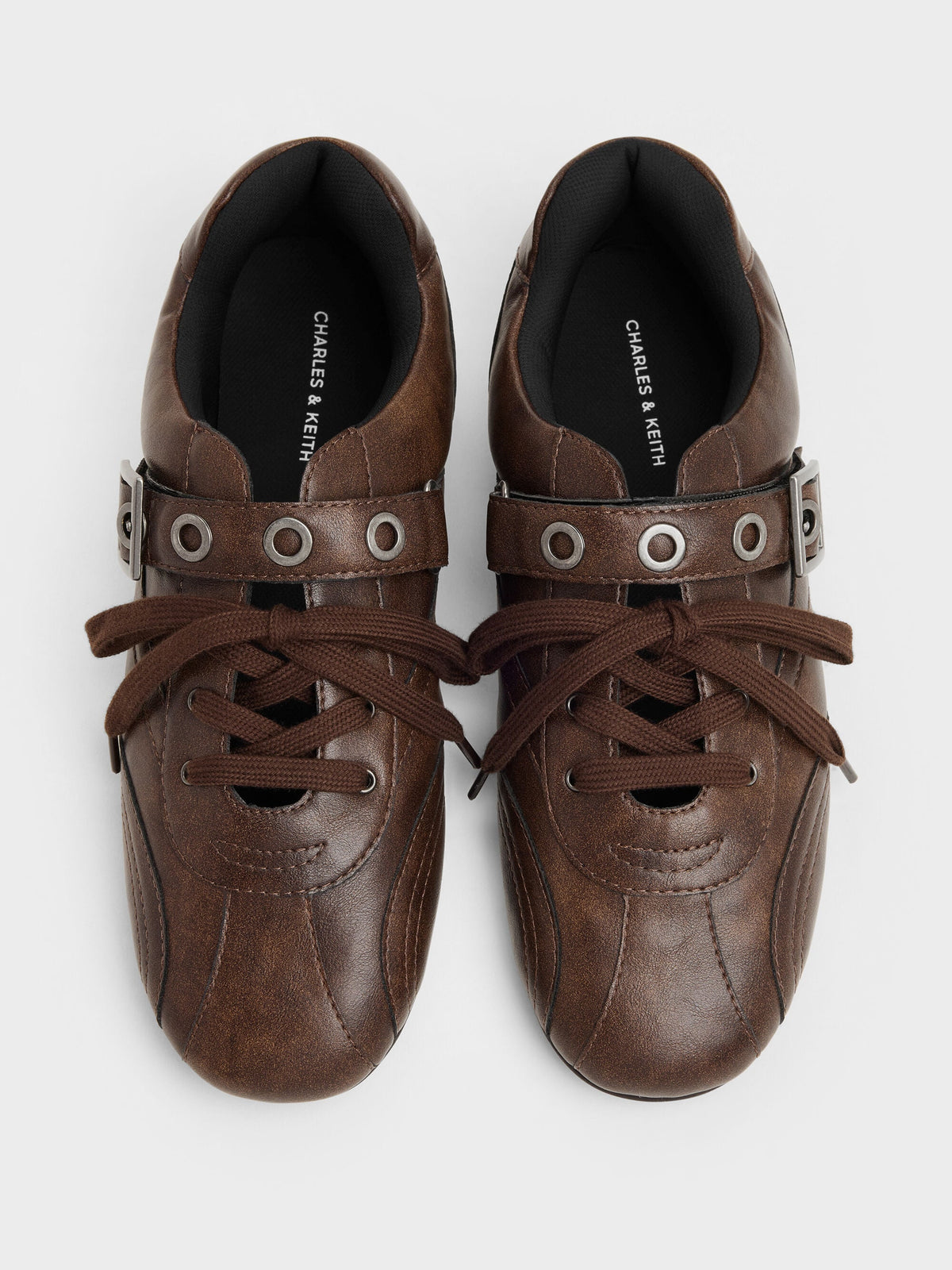 CHARLES & KEITH Special Offer / Jollie Grommet Mary Jane Sneakers - Dark Brown
