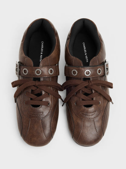 CHARLES & KEITH Special Offer / Jollie Grommet Mary Jane Sneakers - Dark Brown