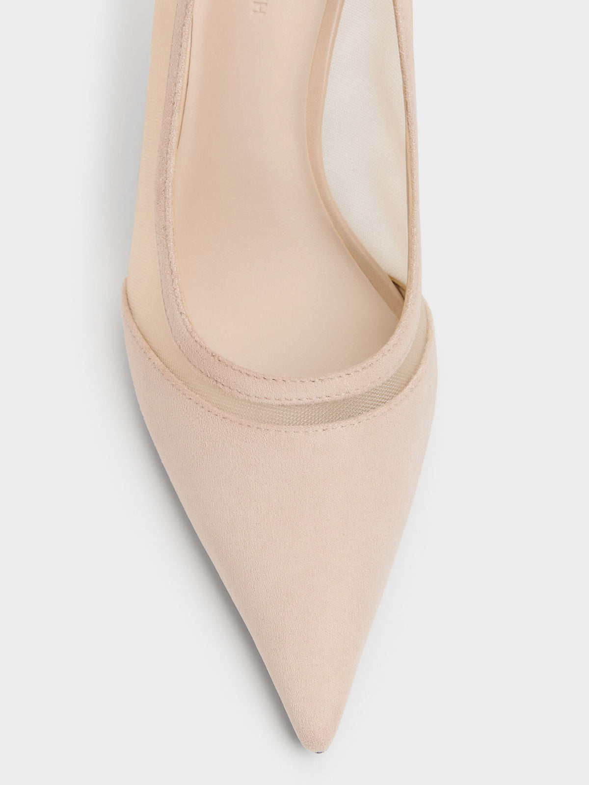 CHARLES & KEITH Sale / Faux Suede & Mesh Pointed Pumps - Beige