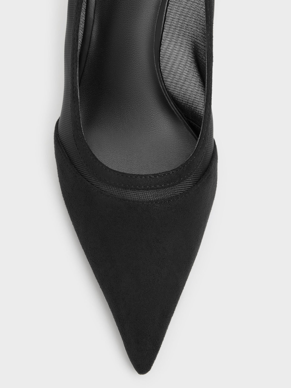 CHARLES & KEITH Signature / Faux Suede & Mesh Pointed Pumps - Black Textured