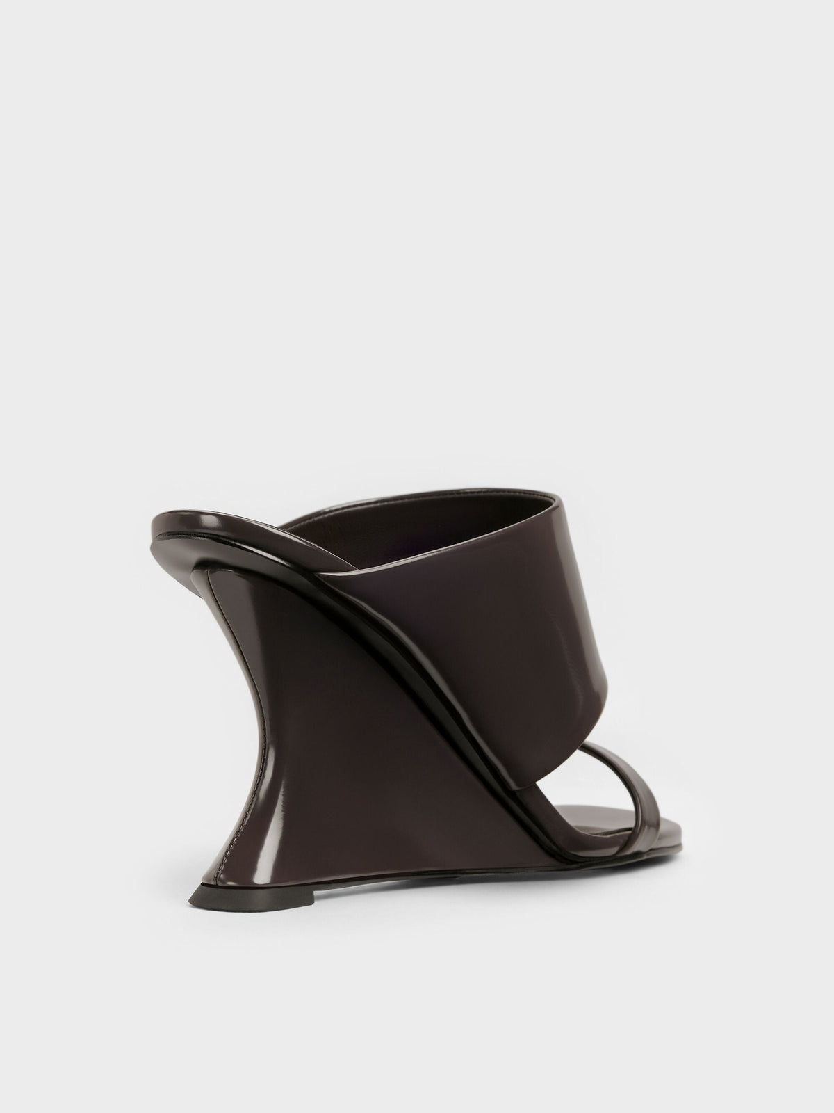 CHARLES & KEITH Everyday / Double-Strap Wedge Mules - Dark Brown