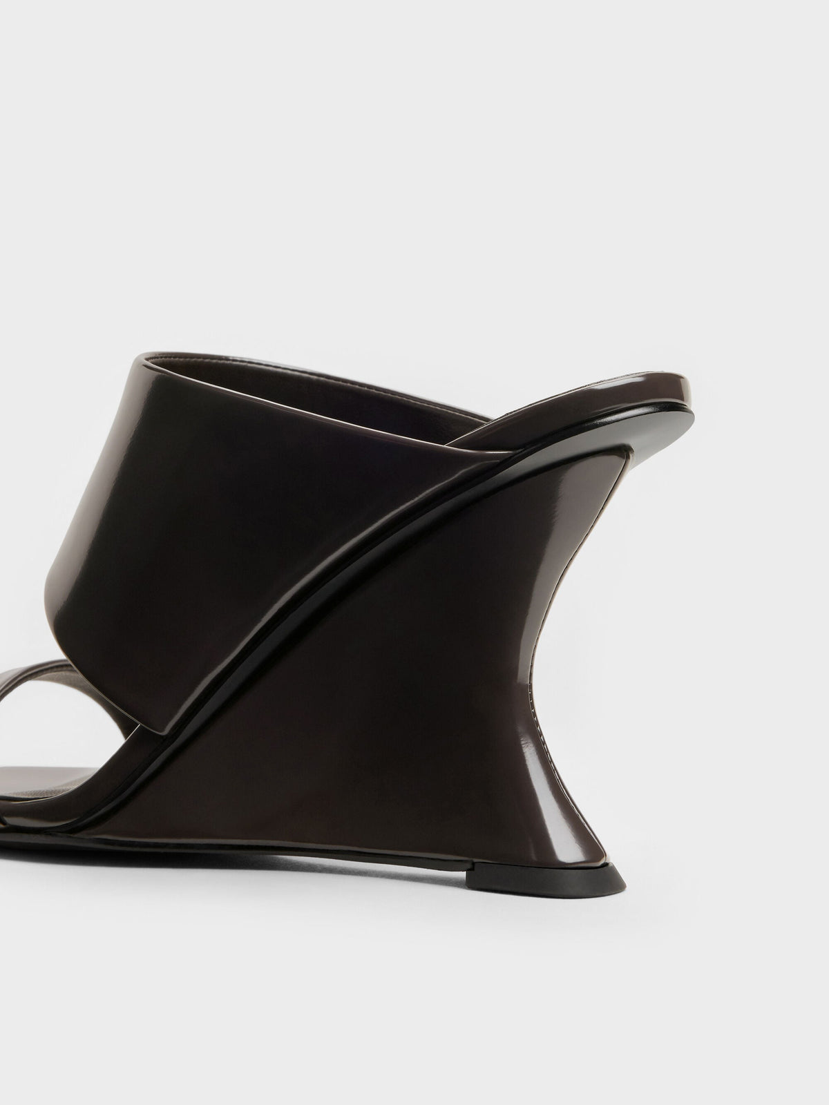CHARLES & KEITH Everyday / Double-Strap Wedge Mules - Dark Brown