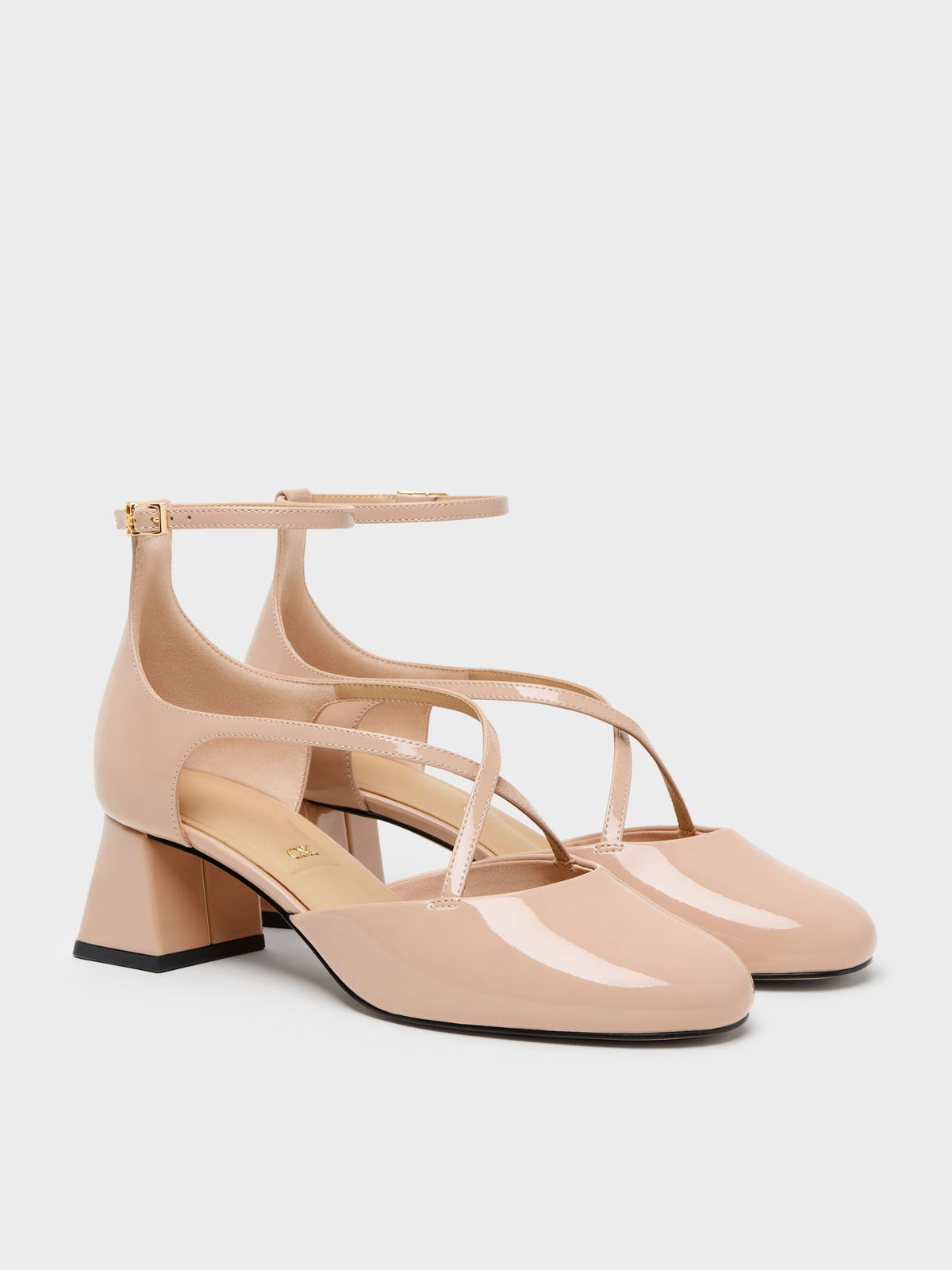 CHARLES & KEITH Recommended / Patent Leather Crossover Pumps - Nude