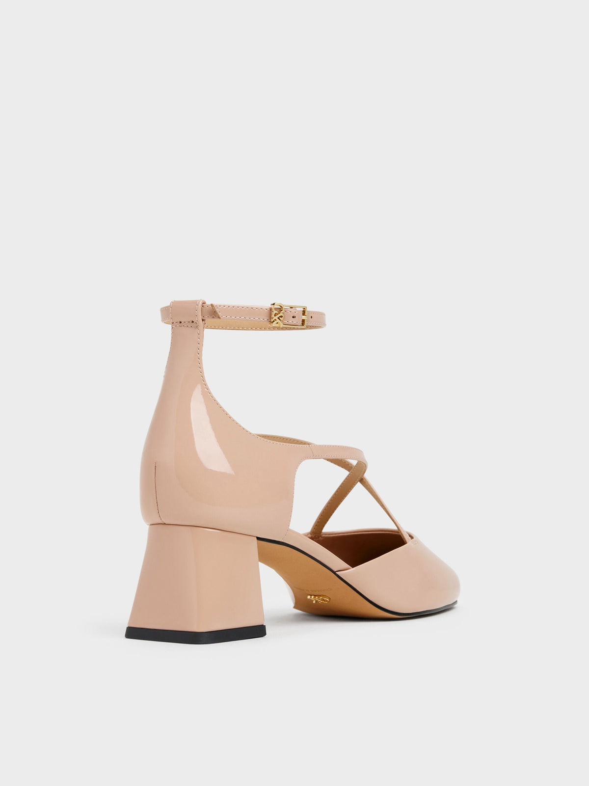 CHARLES & KEITH Recommended / Patent Leather Crossover Pumps - Nude
