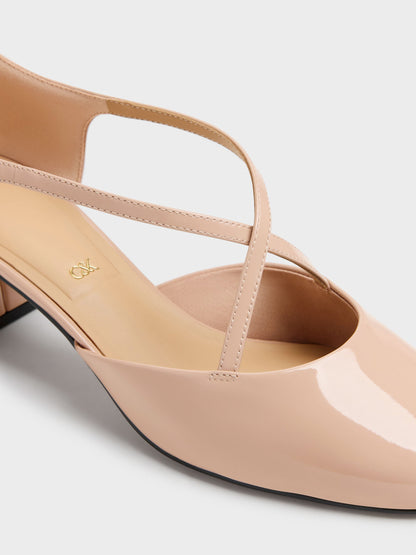 CHARLES & KEITH Recommended / Patent Leather Crossover Pumps - Nude